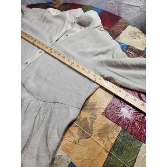 I.N. Studio Women's Top Blouse Size 1X Button Front Roll-Tab Sleeves Sand (24) - Picture 6 of 12